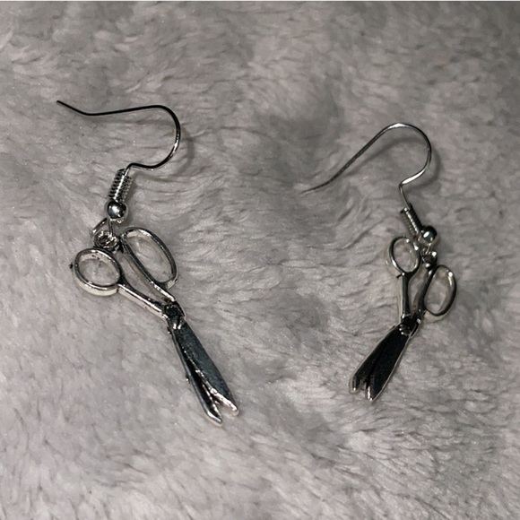 New Sterling Silver Handmade Punk Scissor Drop Earrings Minimalist Earrings - Picture 6 of 10
